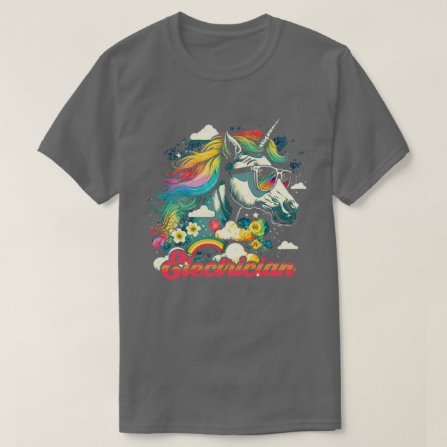 Camiseta Electrista de Unicornio Arcoiris (Diseño del anverso)