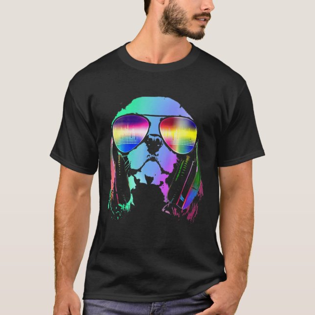 Camiseta Electro Music Dj Cavalier King Charles Spaniel (Anverso)