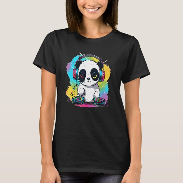 Camiseta Electro Music Panda Dj Techno EDM Festival (Anverso)
