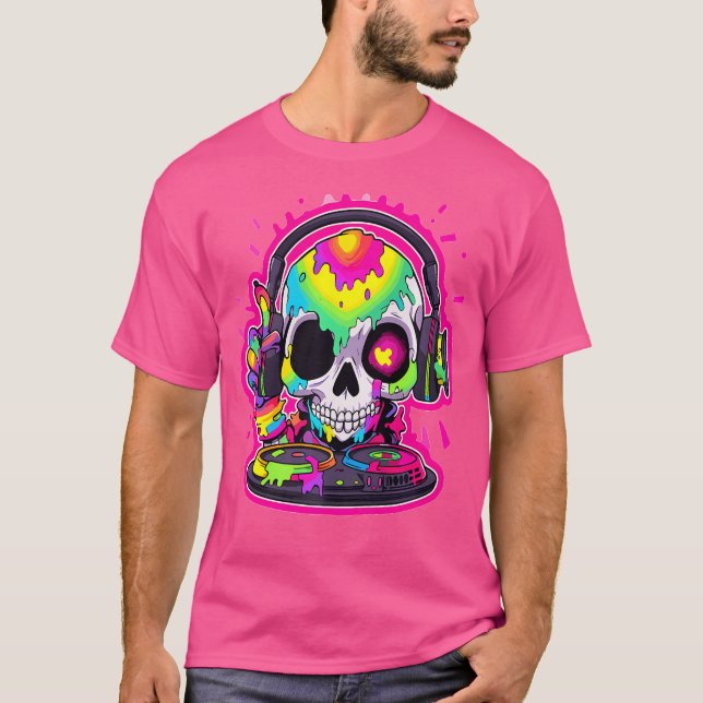 Camiseta Electronic Music Dj Skull Edm Rave (Anverso)