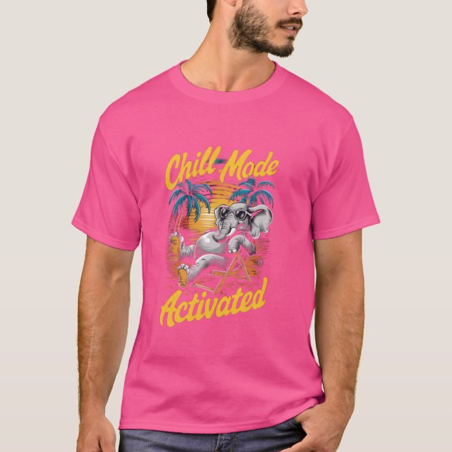 Camiseta elefante activado en modo chill con gafas en la pl (Anverso)