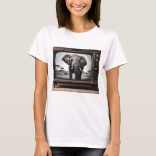 Camiseta Elefante Africano En Televisión Análogo,