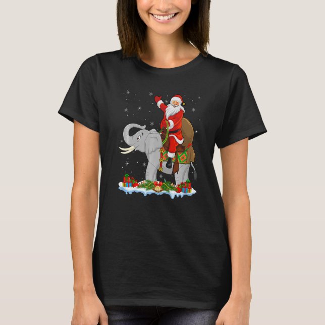 Camiseta Elefante animal Navidad en Santa Riding Elephant (Anverso)