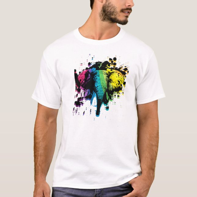 Camiseta Elefante arcoiris (Anverso)