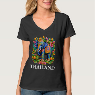 Camiseta Elefante Art With Lotus Flowers Bangkok Travel