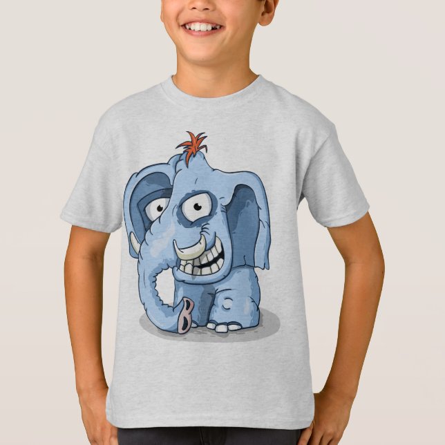 Camiseta Elefante Azul alegre (Anverso)