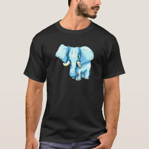 Camiseta Elefante Azul Con Cara Inocente Para Hombres Mujer