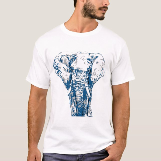 Camiseta Elefante Azul - Estilo de arte pop y Posterización (Anverso)