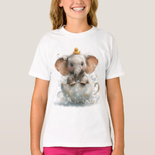 Camiseta Elefante bebé adorable en taza de té con patito de