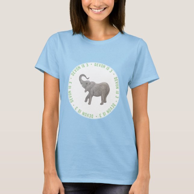 Camiseta Elefante Bebé Azul Invitado de Honor (Anverso)