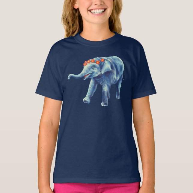 Camiseta Elefante bebé Chica lindo (Anverso)