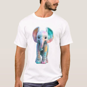 Camiseta Elefante Bebé con Salpicaduras de Pintura Colorida