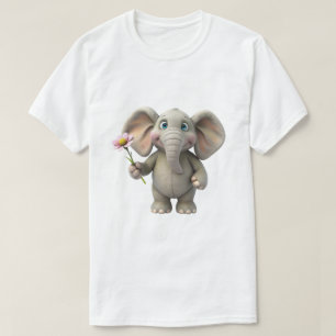 Camiseta Elefante bebé de dibujos animados en 3D sosteniend
