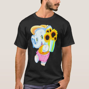 Camiseta Elefante bebé de girasol para animal dulce