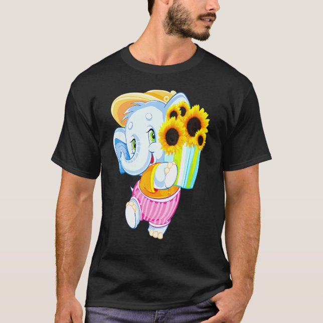 Camiseta Elefante bebé de girasol para animal dulce (Anverso)