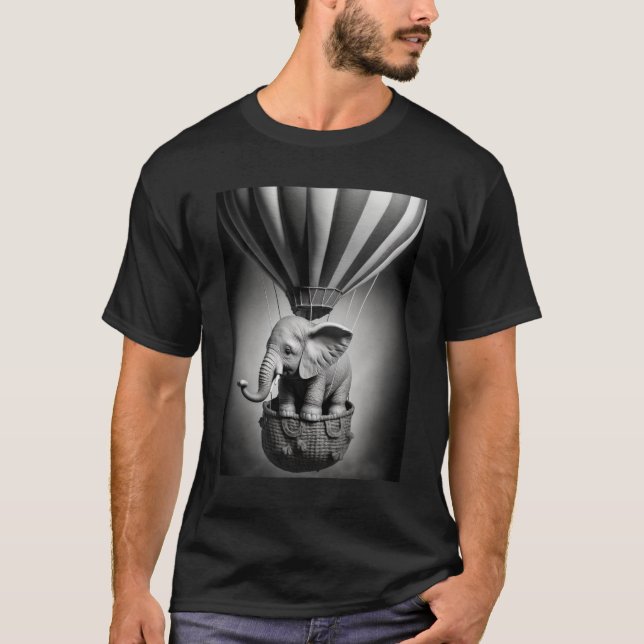 Camiseta Elefante bebé en un globo de aire caliente (Anverso)