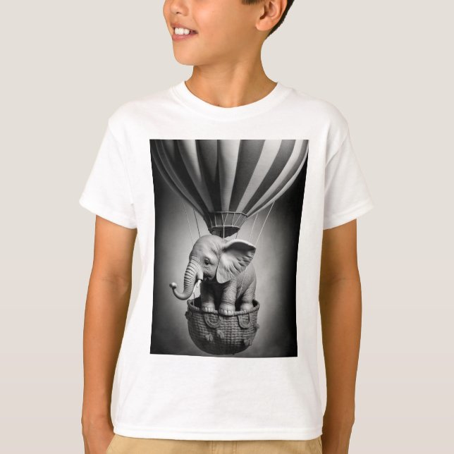 Camiseta Elefante bebé en un globo de aire caliente (Anverso)