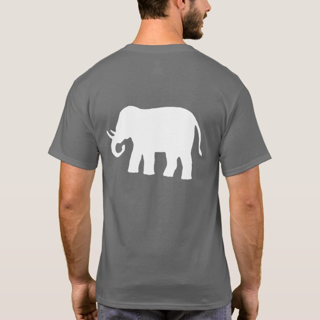 Camiseta Elefante blanco sobre fondo oscuro (Reverso)