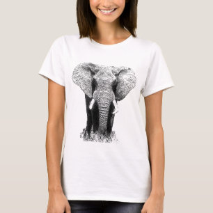 Camiseta Elefante blanco y negro