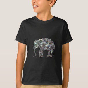 Camiseta Elefante brillante con mosaico de purpurina platea
