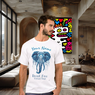 Camiseta Elefante Cibernético Azul – Rompe Nombre Personali