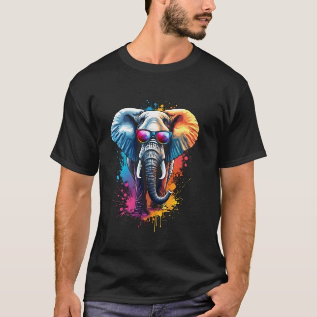 Camiseta Elefante colorido (Anverso)
