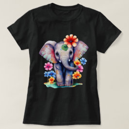 Camiseta Elefante colorido con flores