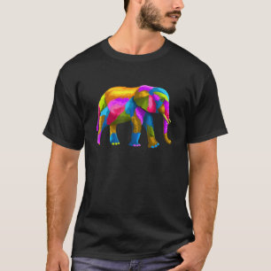 Camiseta Elefante colorido pintando bello animal de arte
