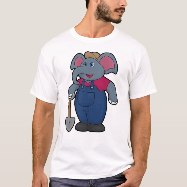 Camiseta Elefante como agricultor con pala (Anverso)