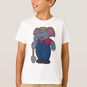 Camiseta Elefante como agricultor con pala