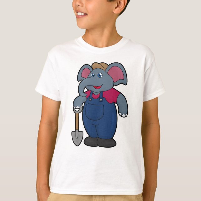 Camiseta Elefante como agricultor con pala (Anverso)