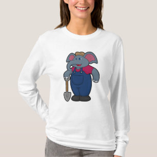 Camiseta Elefante como agricultor con pala