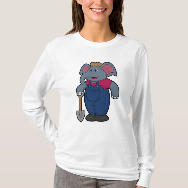 Camiseta Elefante como agricultor con pala (Anverso)