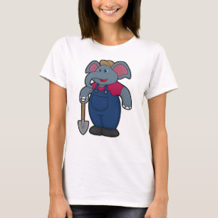 Camiseta Elefante como agricultor con pala