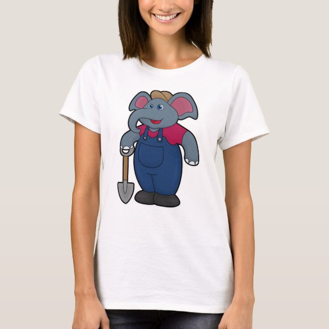 Camiseta Elefante como agricultor con pala (Anverso)