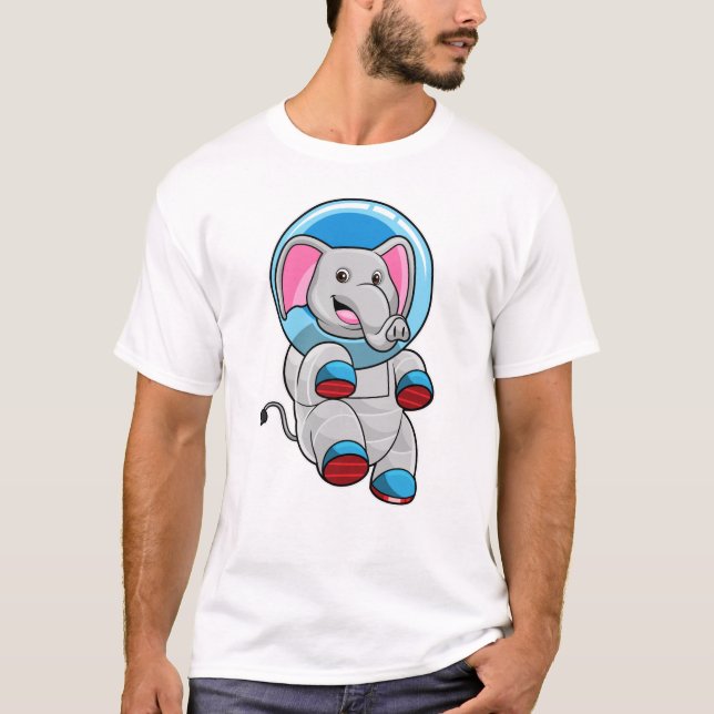 Camiseta Elefante como astronauta en la esfera del vidrio (Anverso)