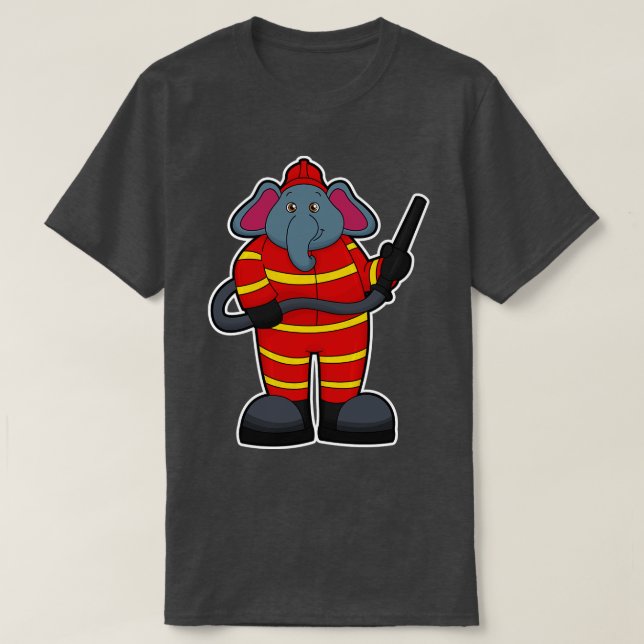 Camiseta Elefante como bombero con manguera (Diseño del anverso)