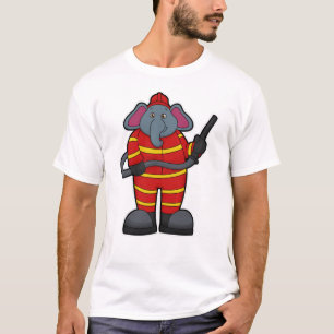 Camiseta Elefante como bombero con manguera