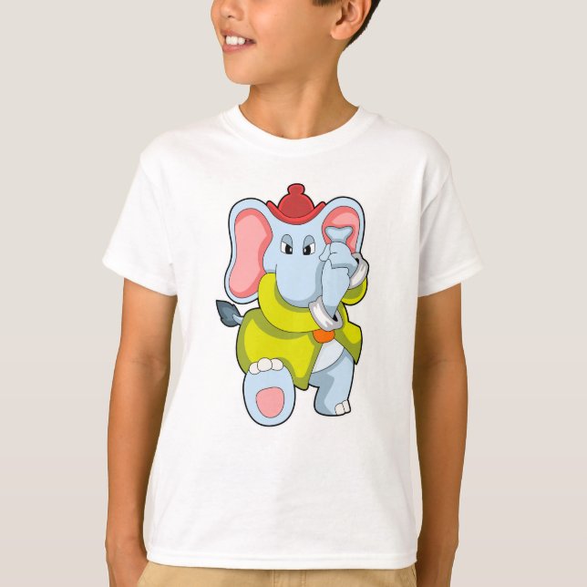 Camiseta Elefante como bombero con protectores (Anverso)