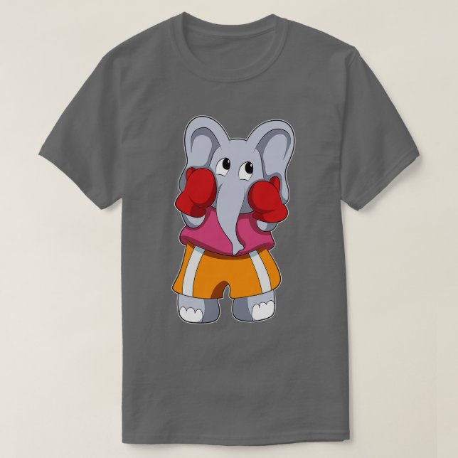 Camiseta Elefante como boxeador con guantes de boxeo (Diseño del anverso)