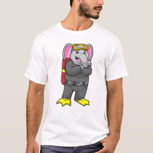 Camiseta Elefante como buzo con gafas de buceo