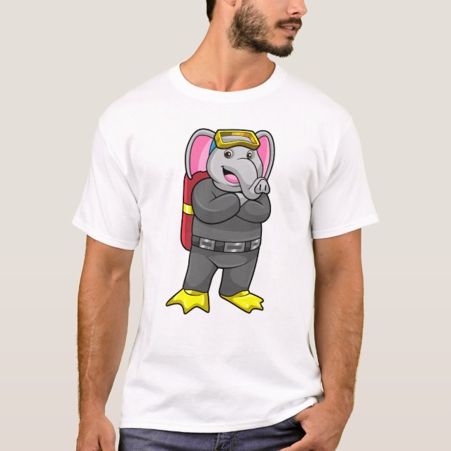 Camiseta Elefante como buzo con gafas de buceo (Anverso)