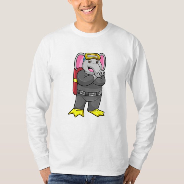 Camiseta Elefante como buzo con gafas de buceo (Anverso)