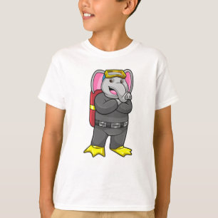 Camiseta Elefante como buzo con gafas de buceo