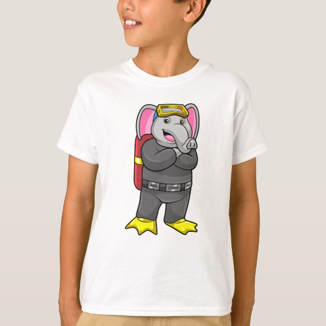 Camiseta Elefante como buzo con gafas de buceo (Anverso)