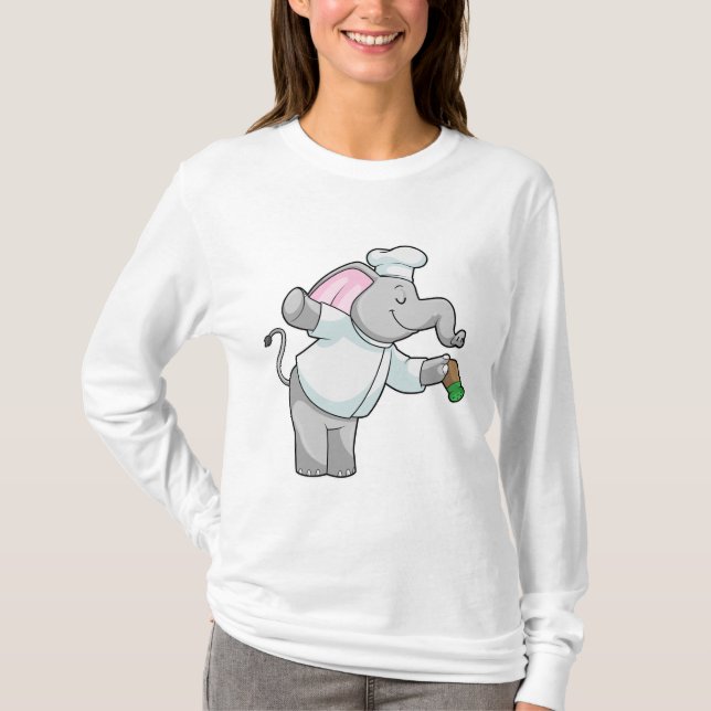Camiseta Elefante como chef con agitador de sal (Anverso)