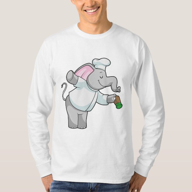 Camiseta Elefante como chef con agitador de sal (Anverso)