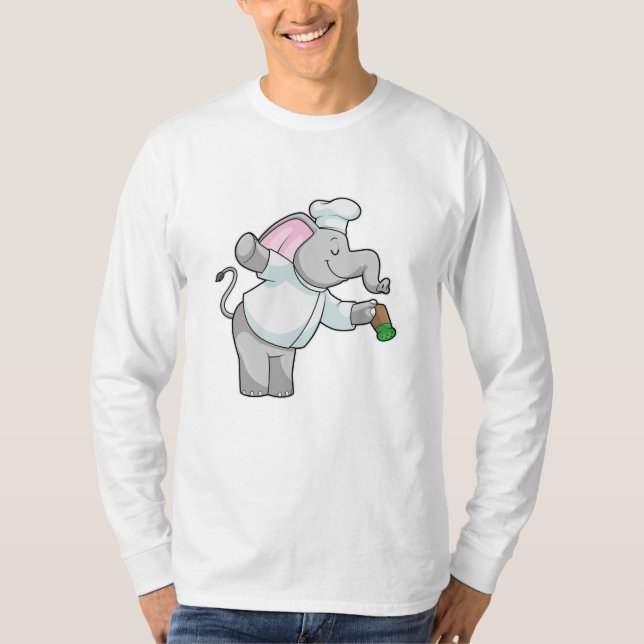 Camiseta Elefante como chef con agitador de sal (Anverso)