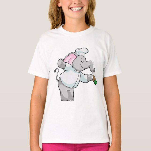 Camiseta Elefante como chef con agitador de sal (Anverso)