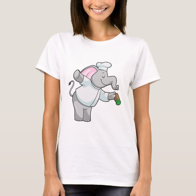 Camiseta Elefante como chef con agitador de sal (Anverso)